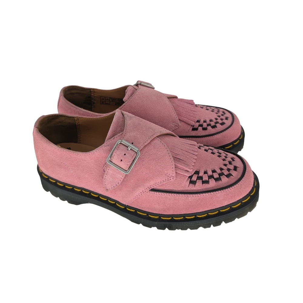 Dr. Martens Ramsey Monk Kiltie Creeper Oxford Mens 12 Pink Suede Rockabilly Goth